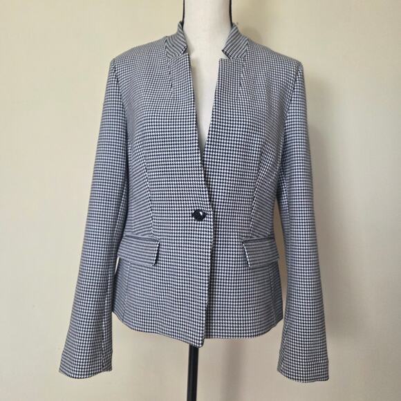 Banana Republic Women's 8 Classic Houndstooth Jacket Blazer 1 Button Front - Picture 1 of 16